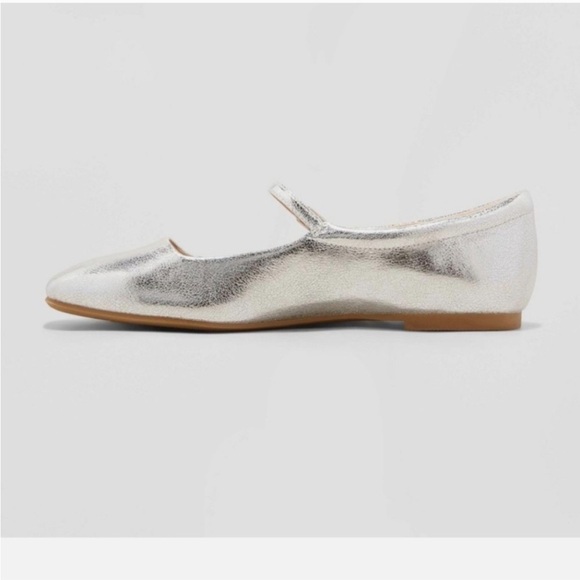 NEW Women's Elsa Mary Jane Ballet Flats Wild Fable Silver Sz 9 - Picture 1 of 2